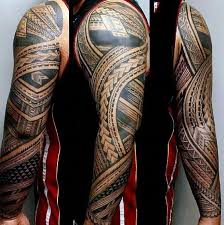 Creative Full Sleeve Tattoo With Samoan Tribal Design On Male Popularsleevetattos Samoan Tattoo Polynesian Tattoo Sleeve Sleeve Tattoos