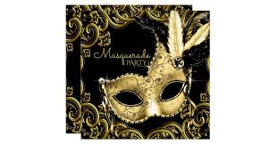 Black And Gold Feather Mask Masquerade Party Invitation Zazzle Com Masquerade Party Invitations Masquerade Party Masks Masquerade