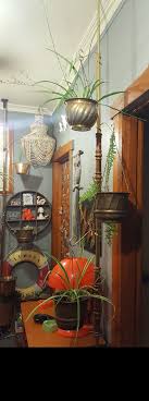 You can start with a spring loaded closet hanging rod and mount plant holders to it. Vintage Retro Quakers Barn Tension Rod Pole Planter Pole Wooden And Brass Floor To Ceiling With Hanging Pots Hanging Plants Indoor Hanging Pots Ceiling Plants