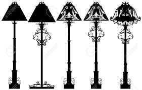 Stehlampe Schwarz Weiss Vektor Design Set Detaillierte