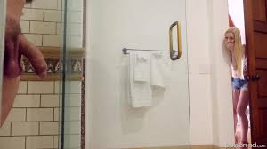 Step sister spies on a naked brother and fucks her pussy with his hammer