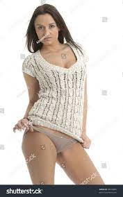Beautiful Brunette Woollen Top Teasing Her Stock Photo 38918695 |  Shutterstock
