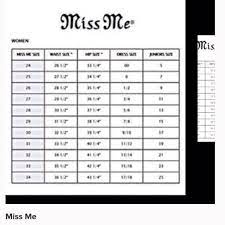 Miss Me Size Chart Miss Me Size Chart Miss Me Jeans Miss Me