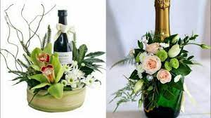 Flowers to put in wine bottles. Beautiful Wine Bottle Flower Decorations Arrangement Love Arrangement With Qouets Youtube