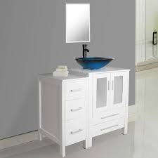 Round sink vanity tops tempered glass sink washing bowl bathroom sink. Juno Square Cabinet White 36 Vanity With Ocean Blue Tempered Glass Vessel Sink