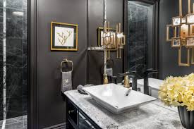 The powder room is the bathroom where you can experiment, be bold, go dark and moody, do some fun wallpaper, a fabulous vessel sink, get a little powder room decor powder room design mirror without frame grey grasscloth wallpaper altar modern apartment decor studio apartment lush. Create A Dramatic Powder Room In 5 Inspiring Steps
