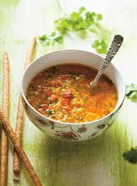 Soupe Aux Lentilles Et Aux Poivrons Rouges Ricardo Recipe Stuffed Peppers Easy Soup Recipes Healthy Stuffed Bell Peppers