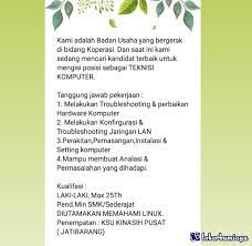 Lowongan kerja teknisi komputer maret 2021 temukan loker terbaru yang sesuai dengan lokasi, pendidikan dan minat anda. Lowongan Kerja Sebagai Teknisi Komputer Juni 2021