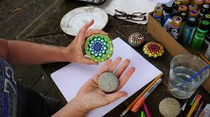 This beautiful round basalt stone is hand painted with an original mandala dot art style design. How To Paint Rock Mandalas Youtube