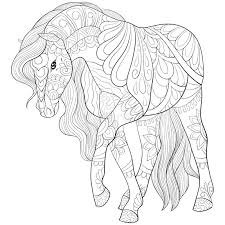Because horse's eyes are on the side of their head they are capable of seeing nearly 360 degrees at one time ! Adult Coloring Book Page A Cute Horse Image For Relaxing Stock Vector Illustration Of Horseimage Horseunicorn 128210714