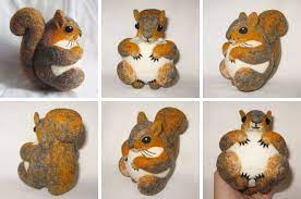 Grey Squirrel Needle Felted Wool Ball Felt Wool Ball Needle Felting Wool Balls