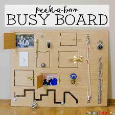 How To Make A Peek A Boo Busy Board Diy Busy Board Busy Boards For Toddlers Busy Board