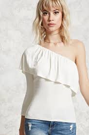 Lange mouwen … kanten top met lange mouwen Product Name Ribbed One Shoulder Top Category Clearance Zero Price 7 45 Womens Clothing Tops White Long Sleeve Top One Shoulder Tops