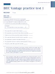 Bec Vantage Practice Test 1