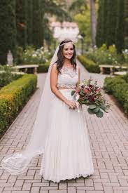 This California Bride Had Her Mother S Gown Altered Into A Crop Top Wedding Dress Junebug Weddings Crop Top Wedding Dress Bridal Wedding Dresses Wedding Dress Silhouette