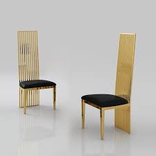 Gold Dining Chair High Back Upholstered Dining Chair Black Faux Leather Gold Dining Chair Set Of 2 In 2020 Gold Dining Chairs Upholstered Dining Chairs Dining Chairs
