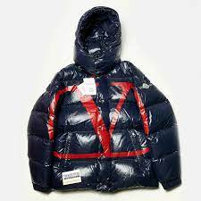 Moncler X Valentino Mens Down V Logo Laquered Mens Jacket Navy Blue