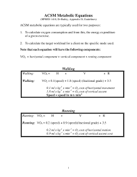 acsm metabolic equations