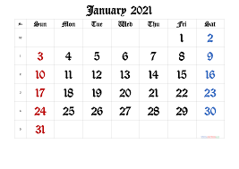 Practical, versatile and customizable january 2021 calendar templates. January 2021 Free Printable Calendar Calendarex Com