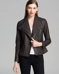 Elie Tahari Jacket Jeanette Drape Front Leather Women Jackets Bloomingdale S Elie Tahari Jacket Elie Tahari Leather Jackets Women