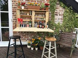 The Garden Bar Wall Mounted Sturdy Hand Made In Solid Wood Easy Fold Away Outdoor Pallet Bar Hot Tub Accessories Pallet Bar Diy
