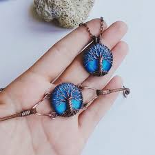 Mavi Kedigozu Tasli Yasam Agaci Kolye Bileklik Unisex Set Ucretsiz Kargo Www Shopier Com Woodage Wirewrapping Wirew Turquoise Necklace Necklace Jewelry