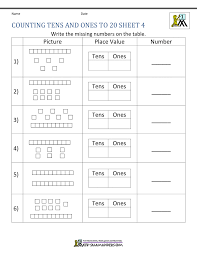 As the digits increase, the place values go from ones to tens to hundreds to thousands and so on, from right to left. Place Value To 20 Worksheets