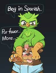 anthro avian bear bird blush bodily fluids claws cum dominant  dominant male duo duo (duolingo) duolingo falstaff (duolingo) feet foot  fetish foot on face foot play fur genital fluids
