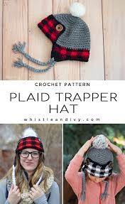 Crochet Plaid Trapper Hat Crochet Pattern Crochet Hats For Boys Crochet Mens Hat Pattern Crochet Mens Hat Pattern Free