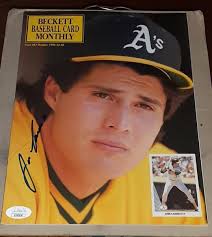 JOSE CANSECO OAKLAND ATHLETICS AS SIGNED AUTOGRAPHED 1990 BECKETT MAGAZINE  JSA