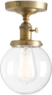 The home mender, dustin luby, shows us how to install a light fixture on the ceiling. Permo Vintage Industrial Mini 5 9 Round Clear Glass Globe Semi Flush Mount Ceiling Light Fixture Antique Amazon Com