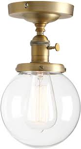 Shop for globe light fixture online at target. Permo Vintage Industrial Mini 5 9 Round Clear Glass Globe Semi Flush Mount Ceiling Light Fixture Antique Amazon Com