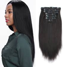 I'm sure, you want that stunning black hair too. Amazon Com Abh Amazingbeauty Hair Real Remy Thick Yaki Straight Clip Ins Black Hair Extensions For African American Relaxed Hair 7 Pieces 120 Gram Per Set 14 Inch Beauty