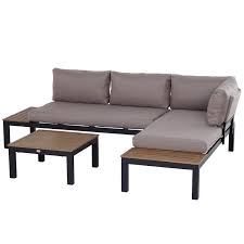 Corner sofa lounge / chaise sofa in beautiful savanna grey fabric (beech wood legs). Outsunny 3 Pcs Garden Outdoor Sectional Corner Sofa Lounge And Coffee Table Set Aluminium Frame With Cushions Patio Furniture Buy Online In Japan At Desertcart Jp Productid 187765017