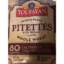 Calories In Pitettes Pita Bread Whole Wheat From Toufayan Bakeries
