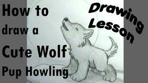 How To Draw A Wolfpup Howling - Youtube Cartoon Wolf Drawings Cute Drawings