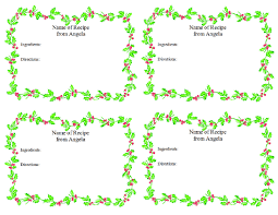 Holiday Recipe Cards With Holly Garland Border 4 Per Page Templates Office Com Recipe Cards Template Recipe Cards Printable Free Printable Place Cards