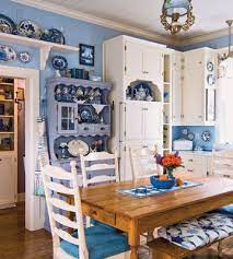 Blue and white is the most dreamy and universal color scheme to decorate your home, it will fit literally any style and theme. 7 Vintage Cottage Ideas Home Blue White Kitchens Blue Kitchens