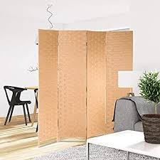 Amazon Com Room Divider Wood Screen 4 Panel Wood Mesh Woven Design Room Screen Divider Folding Portable Partition In 2020 Room Divider Screen Room Screen Wood Screens