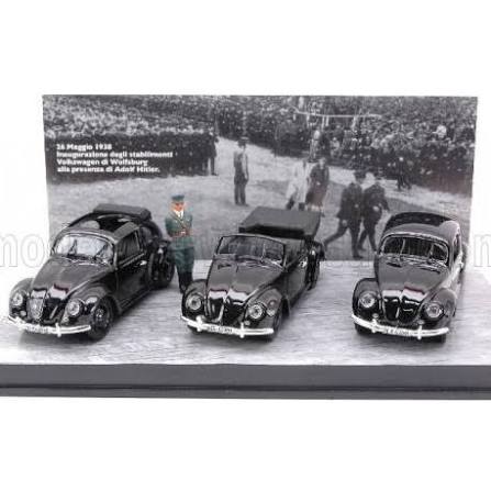 Volkswagen 3 Beetle Official Presentation with Hitler Figures Black Rio Models 4217/D - Miniatures Autos Motos