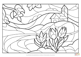 Signup to get the inside scoop from our monthly newsletters. Spring Scene Stained Glass Coloring Page Free Printable Coloring Pages Stained Glass Coloring Pages Spring Scene Coloring Pages