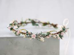 Blush Ivory Flower Crown Wedding Simple Flower Crown Dainty Etsy Simple Flower Crown Ivory Flower Crown Pink Flower Crown