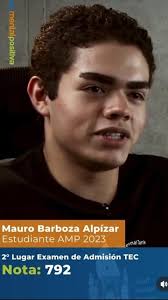 ¿Qué consejos tiene para darte el 2do lugar en el examen de admisión del  TEC?, Mauro Barboza fue alumno de nuestra academia en 2023. Su  determinación y coraje, sumado a su disciplina en nuestros ...