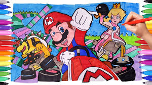 The mushroom is a great addition to the picture. Super Mario Coloring Pages Drawing And Coloring Super Mario Princess Peach Kids Coloring Book Youtube