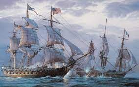 An American Ship Of The Line Engaging A French Ship Of The Line At Close Quarters The French Warship Appears To Have Sailing Ships Ship Paintings Sailing