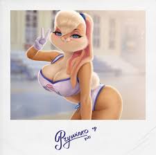 77400 - suggestive, artist:prywinko, lola bunny (looney tunes), lagomorph,  mammal, rabbit, anthro, cc by-nc-nd, creative commons, looney tunes, space  jam, warner brothers, 2021, big breasts, big butt, blonde hair, blue eyes,  blushing,