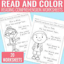 Kindergarten reading comprehension has to be introduced slowly and methodically. Read And Color Reading Comprehension Worksheets For Grade 1 And Kindergarten Easy Peasy Learners