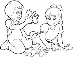 Kids Playing Games Puzzle Coloring Page Coloring Pages Spring Coloring Pages Kids Playing