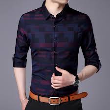 2020 Fashion Brand Shirt For Men Button Up Plaid Korean Slim Fit Streetwear Long Sleeve Checkered Dress Shirt Mens Clothing Casual Shirts Aliexpress
