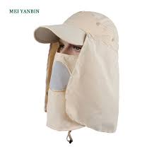 Aze Wholesale Polyester Foldable Visor Brim Outdoor Baseball Cap With Mask Neck Flap Fashion Brim Polyester